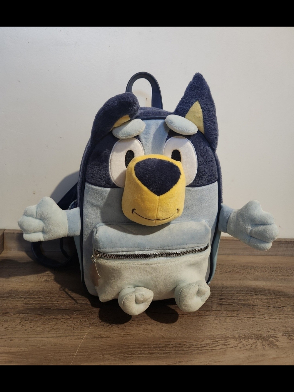 Plush Character Kids Backpack in Light Blue and Navy